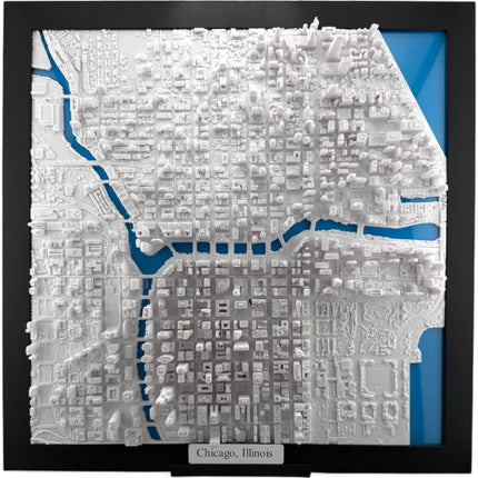 Chicago, Illinois Map Art Framed Wall Decor Topographical Map