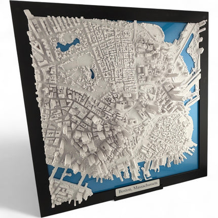 Boston, Massachusetts Map Art Framed Wall Decor Topographical Map