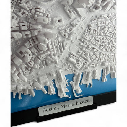 Boston, Massachusetts Map Art Framed Wall Decor Topographical Map