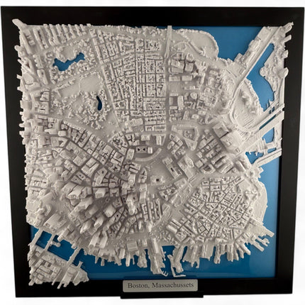 Boston, Massachusetts Map Art Framed Wall Decor Topographical Map