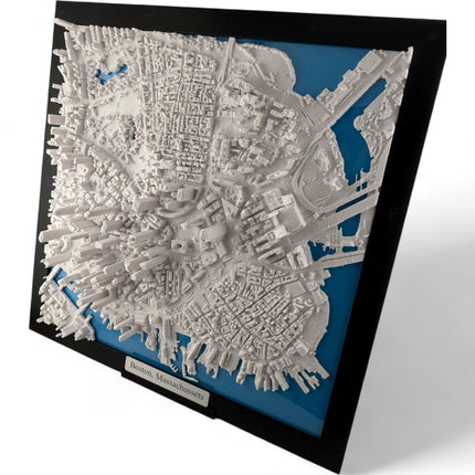Boston, Massachusetts Map Art Framed Wall Decor Topographical Map
