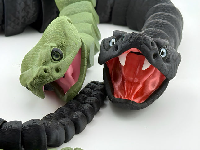 Rattlesnake 3D Printed Flexible Snake Toy, Realistic Articulated Reptile Model, Unique Desk Decor & Educational Gift