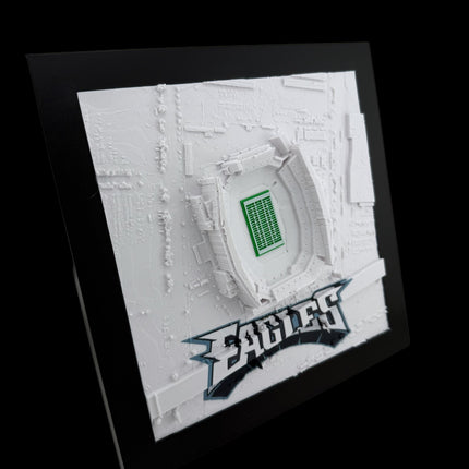 Philadelphia Eagles - Framed Topographical Map Art of Lincoln Financial Field (Embossed Logo)