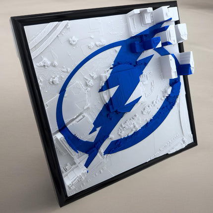 Tampa Bay Lightning Amalie Arena Topographical Map Art Framed Wall Decor with Embossed Logo Hockey Fan Gift