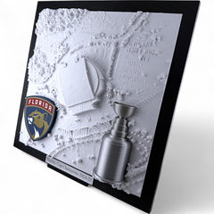 Florida Panthers 2025 Stanley Cup Champions Framed Topographical Map Art Amerant Bank Arena Wall Decor
