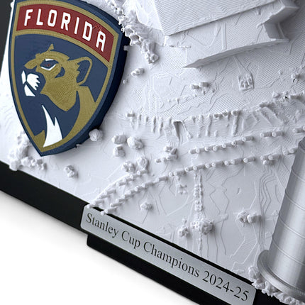 Florida Panthers 2025 Stanley Cup Champions Framed Topographical Map Art Amerant Bank Arena Wall Decor