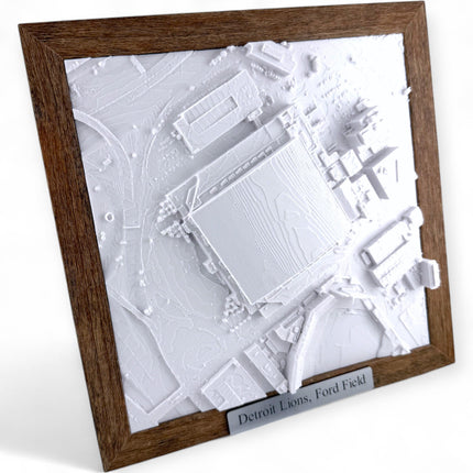 Detroit Lions, AT&T Stadium Map Art Framed Wall Decor Topographical Map