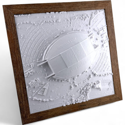 Dallas Cowboys, AT&T Stadium Map Art Framed Wall Decor Topographical Map