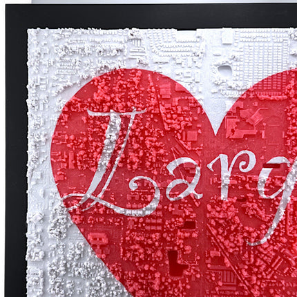 Largo, Florida - Love Heart - Map Art Framed Wall Decor Topographical Map