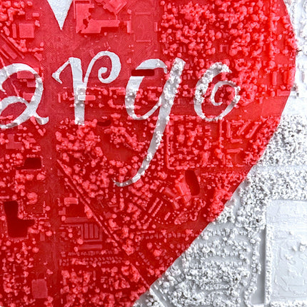 Largo, Florida - Love Heart - Map Art Framed Wall Decor Topographical Map