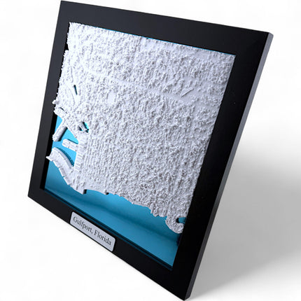 Gulfport, FL Map Art Framed Wall Decor Topographical Map