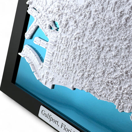 Gulfport, FL Map Art Framed Wall Decor Topographical Map