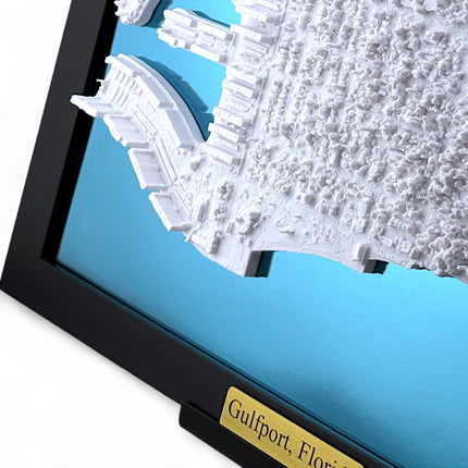 Gulfport, FL Map Art Framed Wall Decor Topographical Map