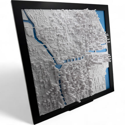 Chicago, Illinois Map Art Framed Wall Decor Topographical Map
