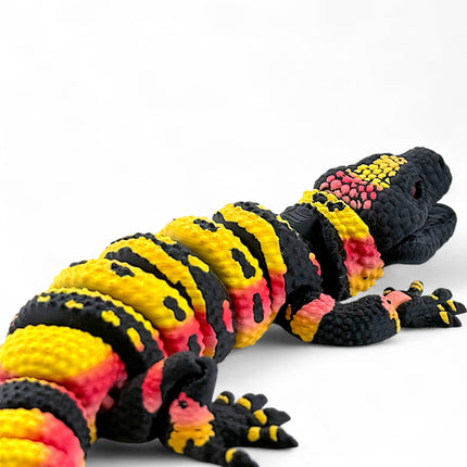 3D Printed Gila Monster with Realistic Glass Eyes – Articulated Model