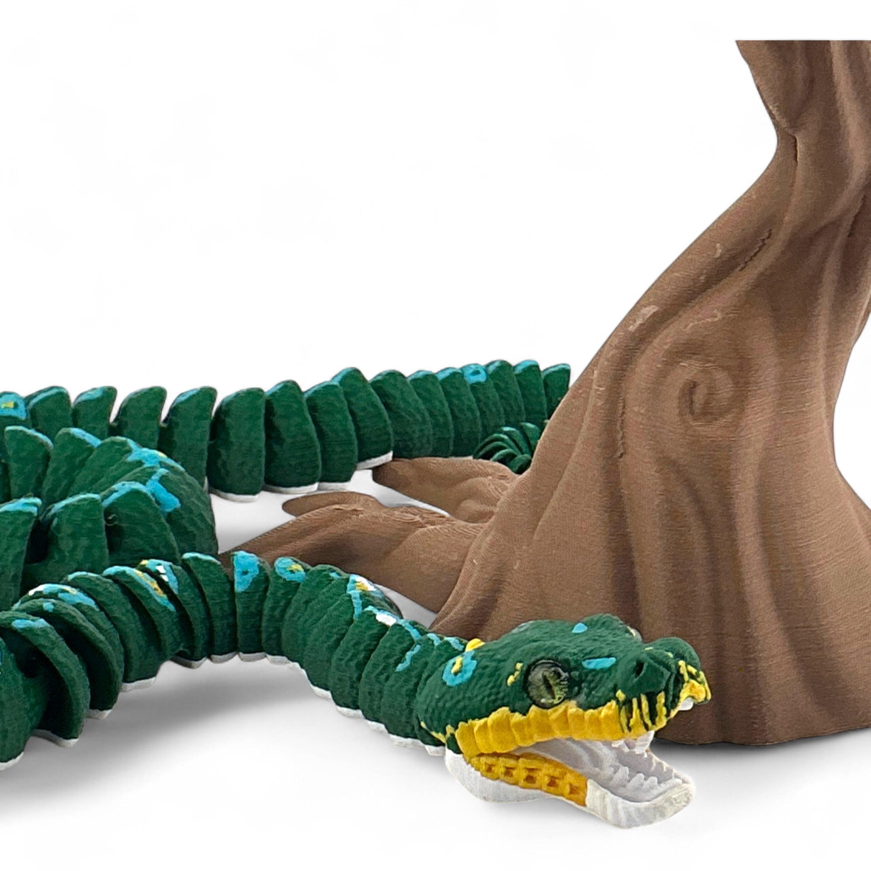 Printable Tree Boa 3D Printed Emerald Tree Boa Articulated Display Model (Green & White ...