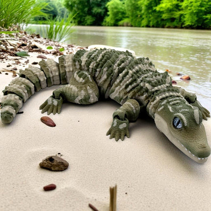 3D Printed Baby Alligator with Realistic Glass Eyes – 9 Inches Long