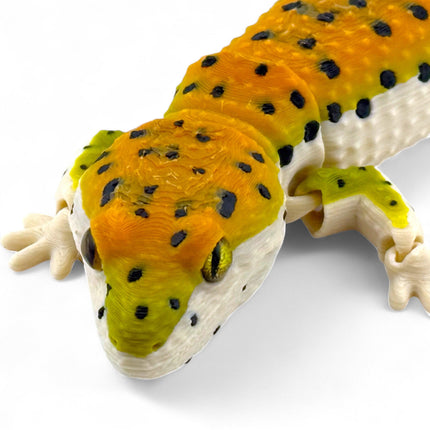 3D Printed Leopard Gecko: Glass Eyes, Reinforced Joints, USA Made