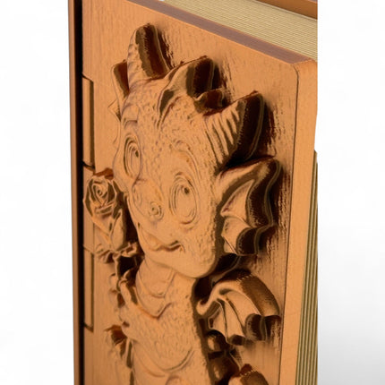 3D Printed Baby Dragon Book Box: Metallic Bronze Trinket Storage
