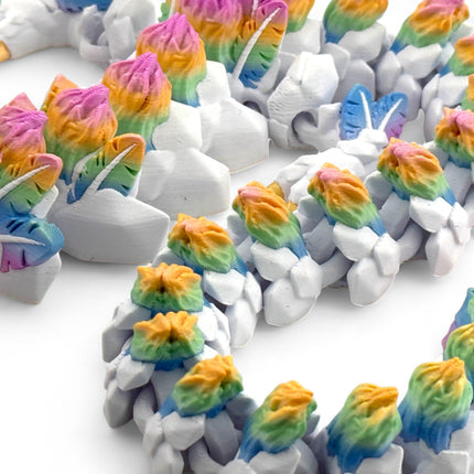 3D Printed Winged Alicorn Unicorn Pegasus Figurine with Rainbow Mane, Articulated Joints