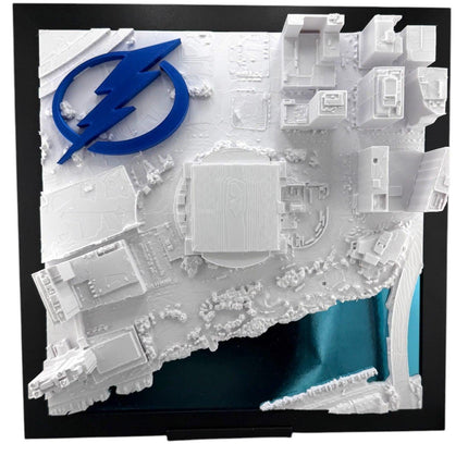 Tampa Bay Lightning Benchmark International Arena Topographical Map Art Framed Wall Decor with Logo
