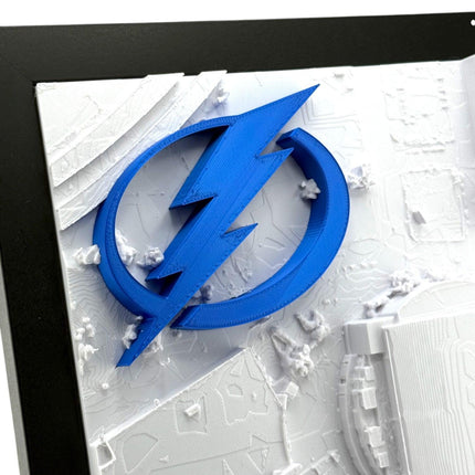 Tampa Bay Lightning Benchmark International Arena Topographical Map Art Framed Wall Decor with Logo