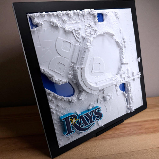 Tampa Bay Rays - Framed of Steinbrenner Field with logo topographical map wall art