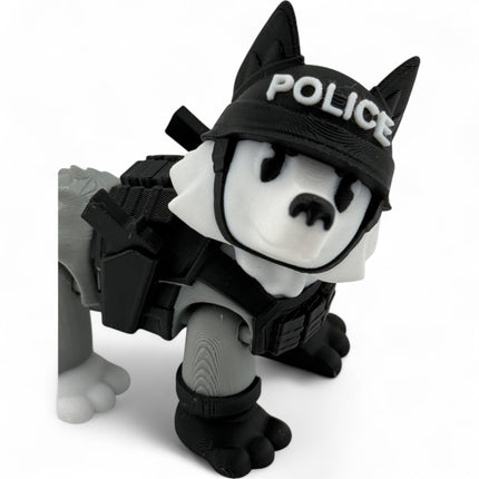 3D Printed Police Dog Figurine, Detachable Pistols, Realistic Design, Durable USA-Made Display Piece