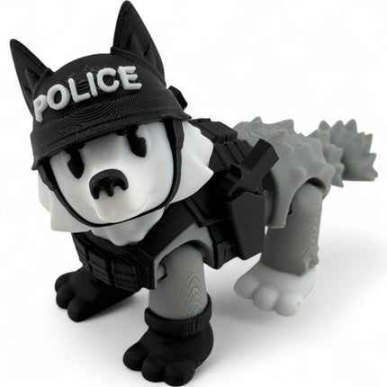3D Printed Police Dog Figurine, Detachable Pistols, Realistic Design, Durable USA-Made Display Piece