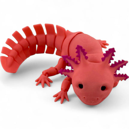3D Printed Axolotl Figurine with Articulated Joints, Flexible Poseable Aquatic Creature, Unique Collectible, USA-Made