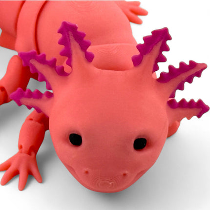 3D Printed Axolotl Figurine with Articulated Joints, Flexible Poseable Aquatic Creature, Unique Collectible, USA-Made