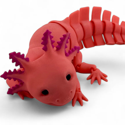 3D Printed Axolotl Figurine with Articulated Joints, Flexible Poseable Aquatic Creature, Unique Collectible, USA-Made