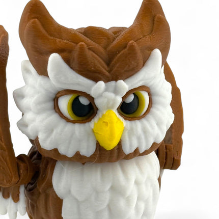 3D Printed Owl Sculpture: Movable Wings, Lifelike Decor
