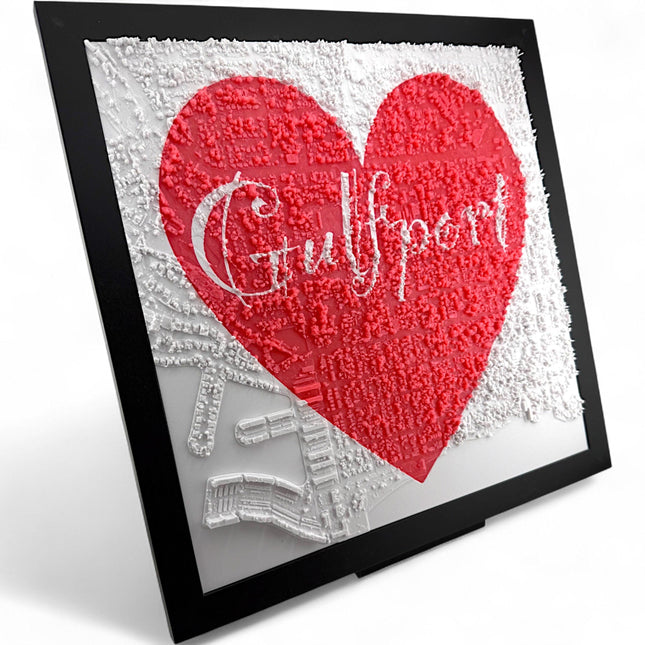 Gulfport, Florida - Love Heart - Map Art Framed Wall Decor Topographical Map (Copy) topographical map wall art