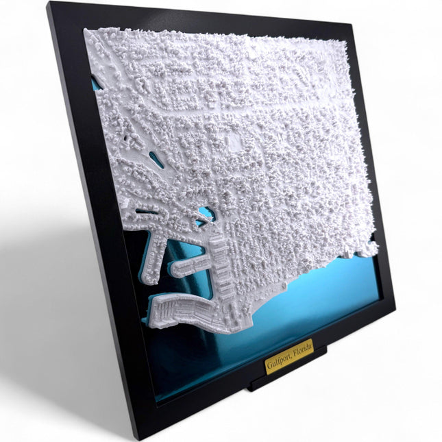 Gulfport, FL Map Art Framed Wall Decor Topographical Map