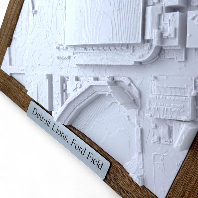 Detroit Lions, AT&T Stadium Map Art Framed Wall Decor Topographical Map