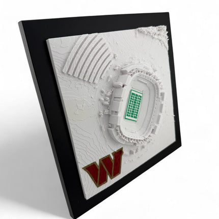 Washington Commanders 3D Printed Topographic Map Art with logo