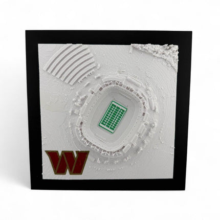Washington Commanders 3D Printed Topographic Map Art with logo