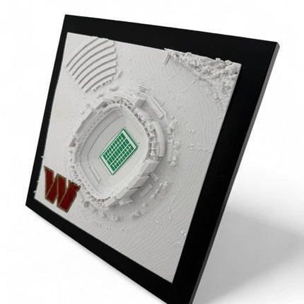 Washington Commanders 3D Printed Topographic Map Art with logo