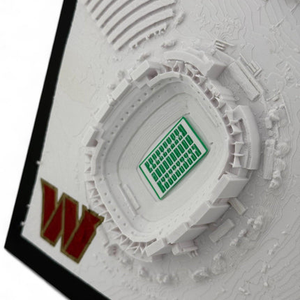 Washington Commanders 3D Printed Topographic Map Art with logo