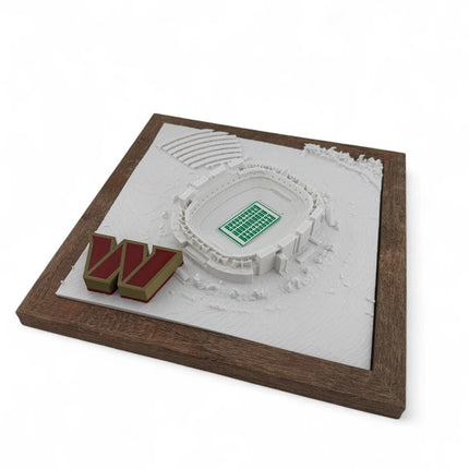 Washington Commanders 3D Printed Topographic Map Art with raised logo