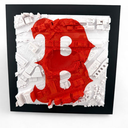 Boston Red Sox 3D Topographical Map Art with logo