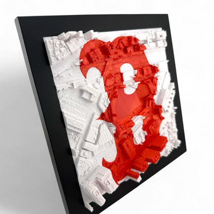 Boston Red Sox 3D Topographical Map Art with logo