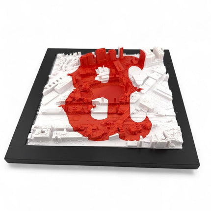 Boston Red Sox 3D Topographical Map Art with logo