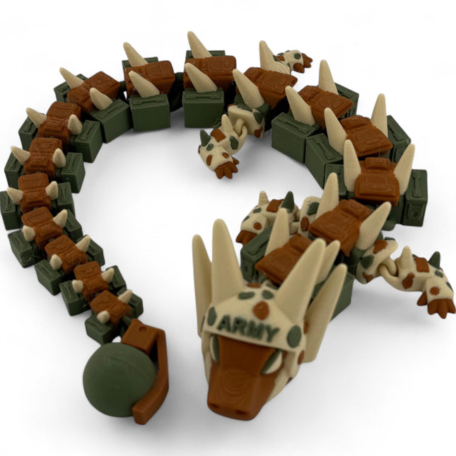 3D Printed US Army Dragon Figurine with Grenade Tail Military Collectible Model Gift