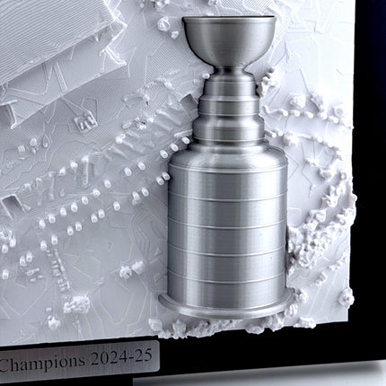 Florida Panthers 2025 Stanley Cup Champions Framed Topographical Map Art Amerant Bank Arena Wall Decor