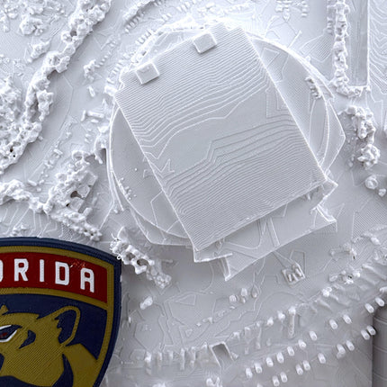 Florida Panthers 2025 Stanley Cup Champions Framed Topographical Map Art Amerant Bank Arena Wall Decor