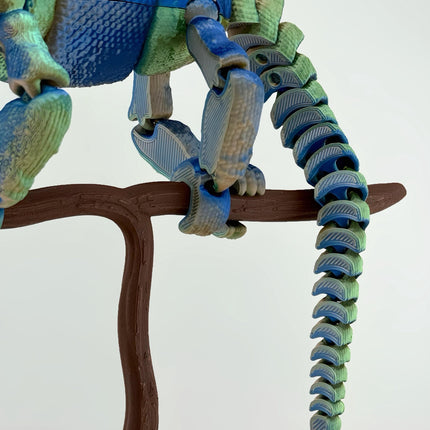 Realistic 3D Printed Chameleon on Branch Figurine - Detailed Animal Sculpture, Unique Desk Decor, Nature Lover Gift