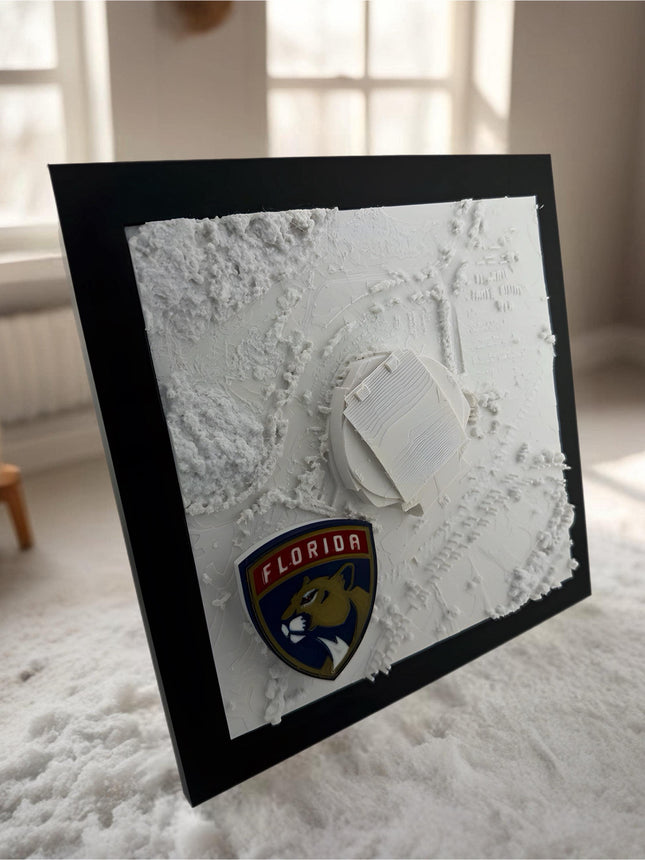 Florida Panthers Amerant Bank Arena 3D Logo map wall art