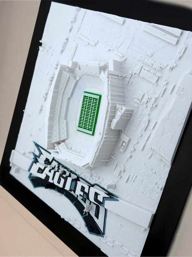 Philadelphia Eagles - Framed Topographical Map Art of Lincoln Financial Field (Embossed Logo)